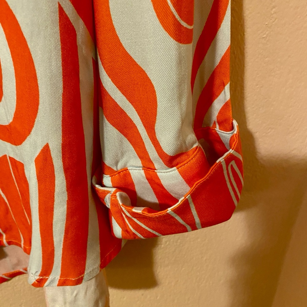 NWT Seven Wonders Sola oversized button down shirt Alba print Large - Picture 10 of 11